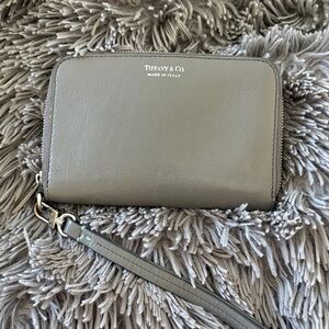 Tiffany & Co. Grey Leather Wristlet